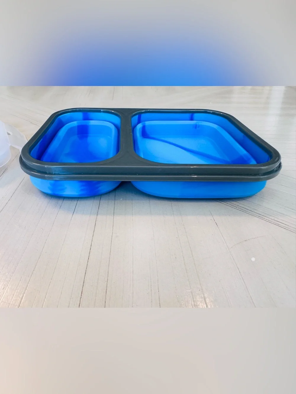 Eco One Collapsible Silicone Bento Box with Utensil Storage – Tie-Dye Blue